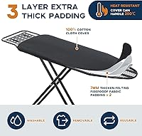 Vista 3 de Tabla de Planchar de Tamaño Completo, RAINHOL 54"x13" Tabla de Planchar Compacta de Servicio Pesado con Descanso para Plancha, Cubierta Resistente