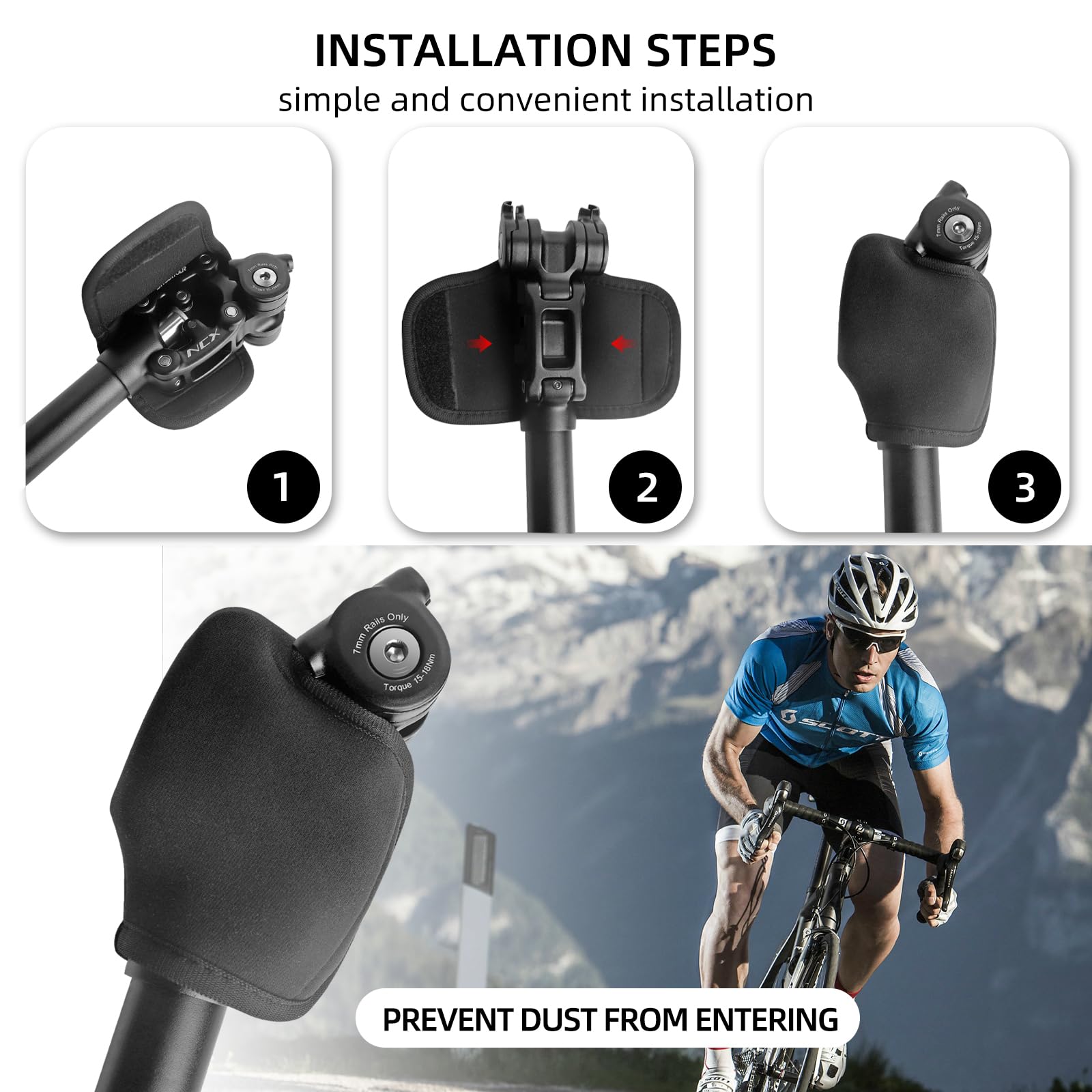 Housse De Protection Pour Tige De Selle – Néoprène, Anti-poussière, Anti-pincement Doigts, Installation Rapide, Pour Vélo