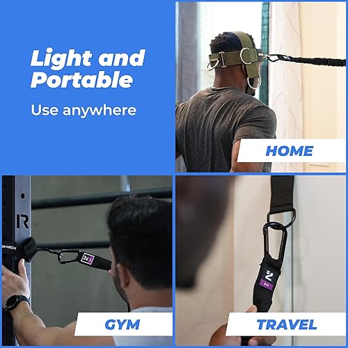 Miniatura 16 de Iron Neck Resistance Band, Durable Exercise Band with Steel Carabiners for Neck Training, Strength Workouts, Stretching, and Rehab