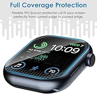 Vista 4 de UniqueMe 6 Pack TPU Screen Protector Compatible with Apple Watch 44mm SE 3/SE 2/SE Series 6/5/4, [Upgrade Flexible Film] Anti-Scratch Soft HD TPU