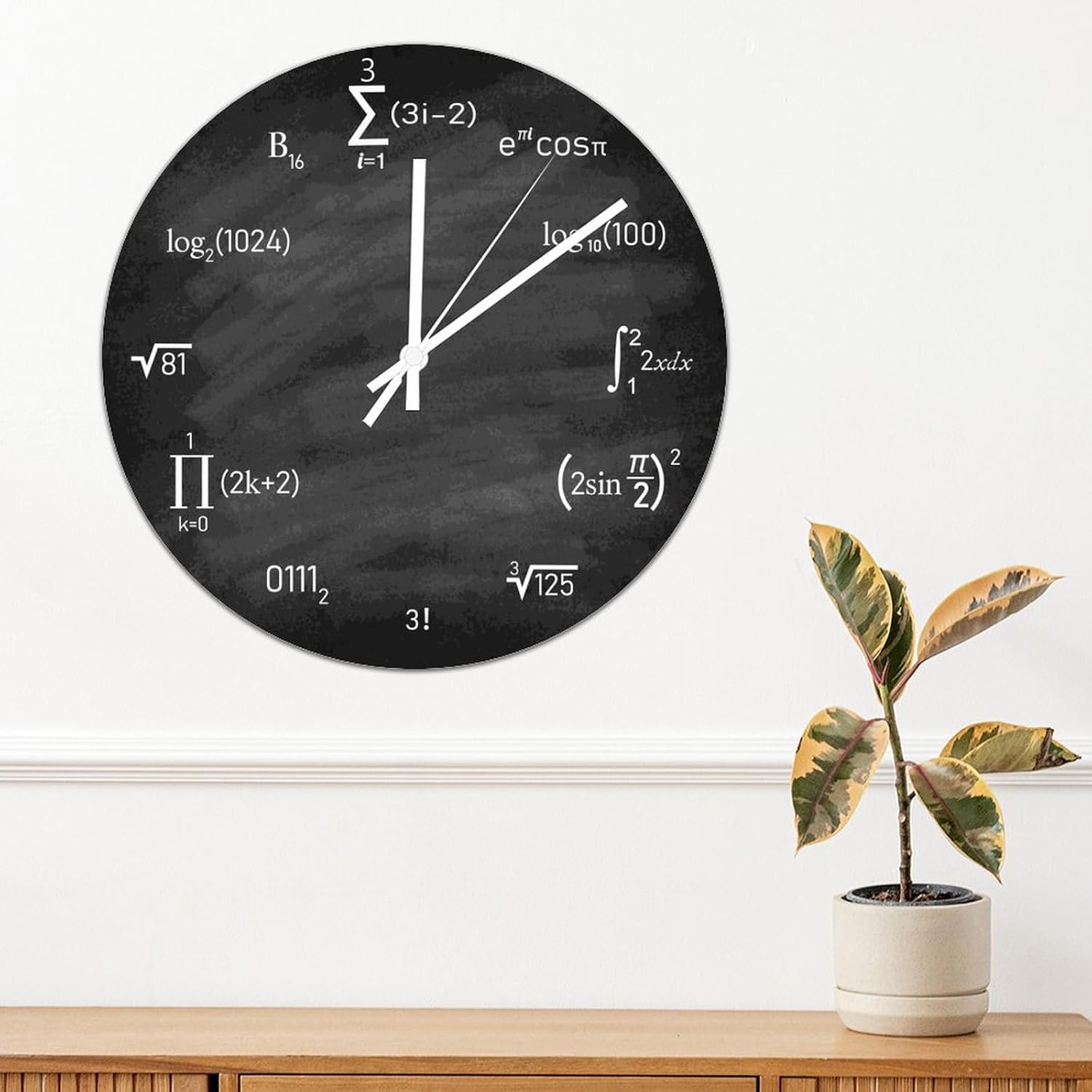 ArogGeld PVC Silent Non-Ticking Math Equations and Notations Large Wall Clock - 15in Battery Operated Artistic Home Decor for Living Room