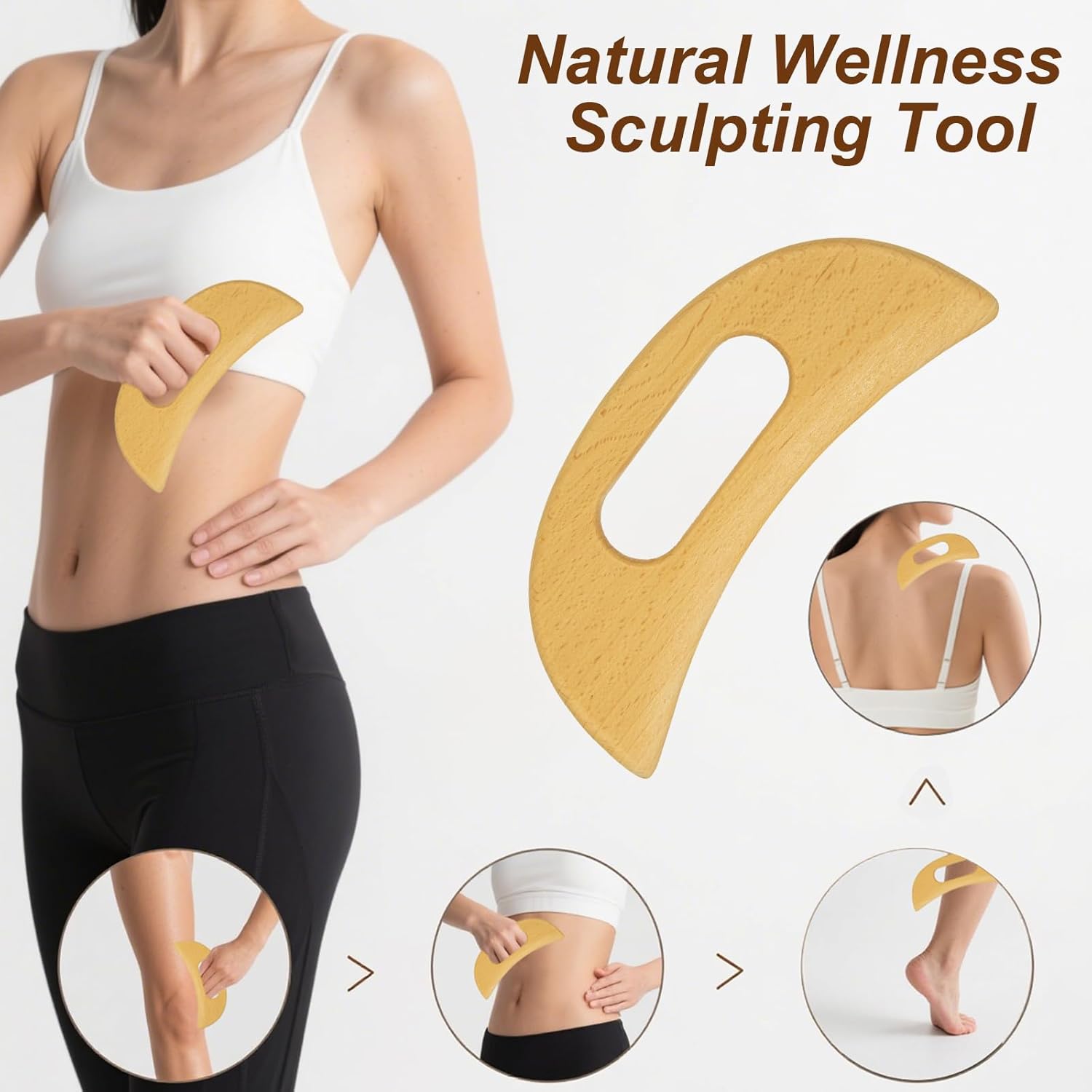 6-in-1 Wood Therapy Massage Tools & Lymphatic Drainage Massager Kit - Maderoterapia Wooden Body Sculpting Set for Anti-Cellulite, Muscle Pain Relief, Body Contouring, Shaping - Image 6