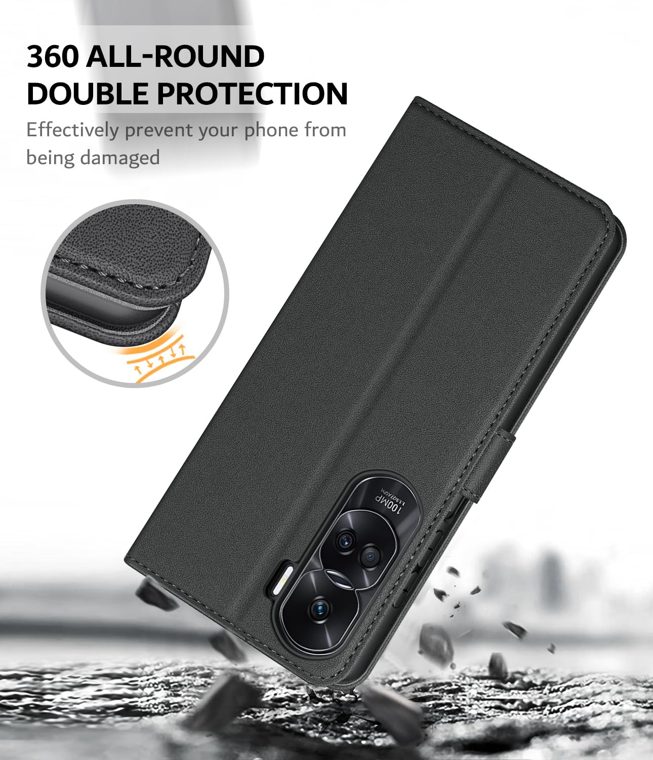 K-S-Trade Custodia Compatibile con Honor 90 Lite Flip Caso Cover Protettiva A Libro Copertura A Portafoglio Marrone (1x