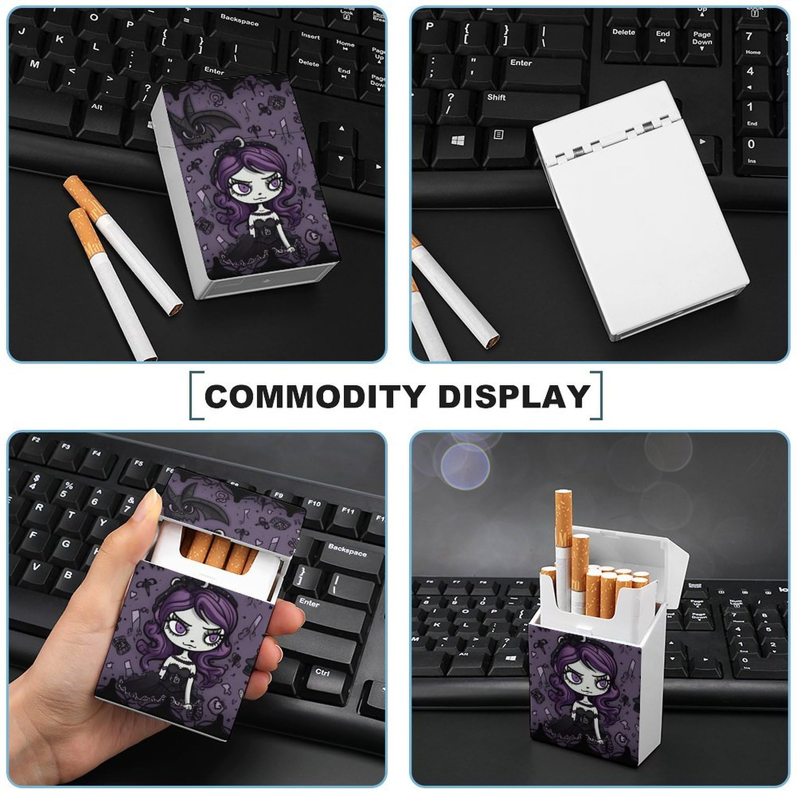 Amazon.com: Stylish Cigarette Case Purple Black Goth Spooky Cigarette Box  Extra Slim Cigarette Case : Health & Household