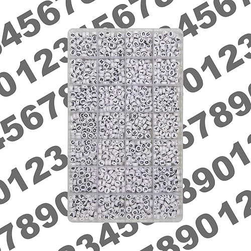 Miniatura 7 de Juego de 1450 cuentas de letras redondas de acrílico de 0.16 x 0.27 pulgadas, cuentas de las letras del alfabeto de la A a la Z (vocales