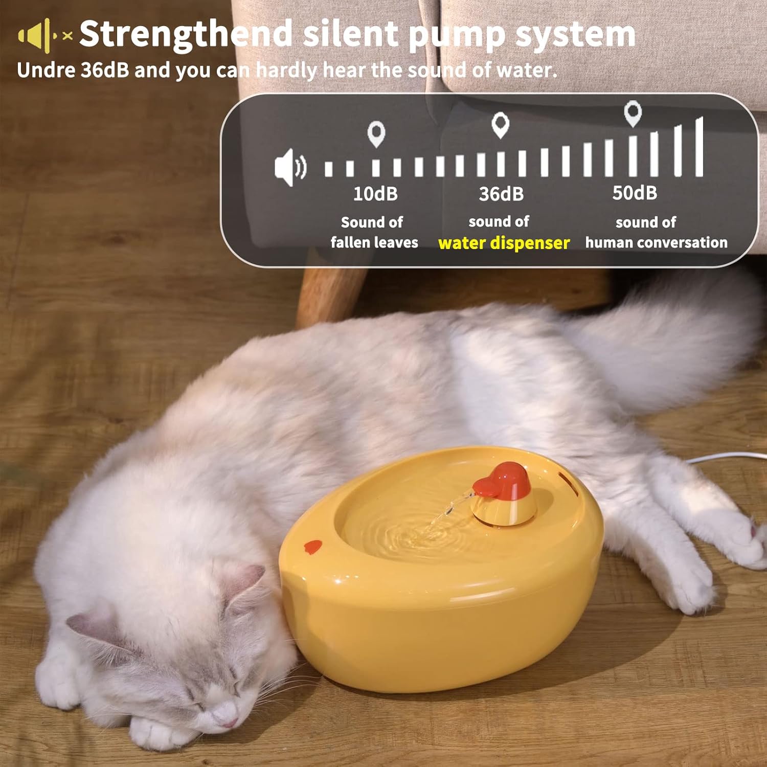 Cat Dog Flowing Water Fountain, PETVERA Yellow Duck Shaped 2.0 Liter Drinking Fountain with Purification System, BPA Free, Ultra Quiet, LED Light for Shortage Alert, Energy Saving : Pet Supplies