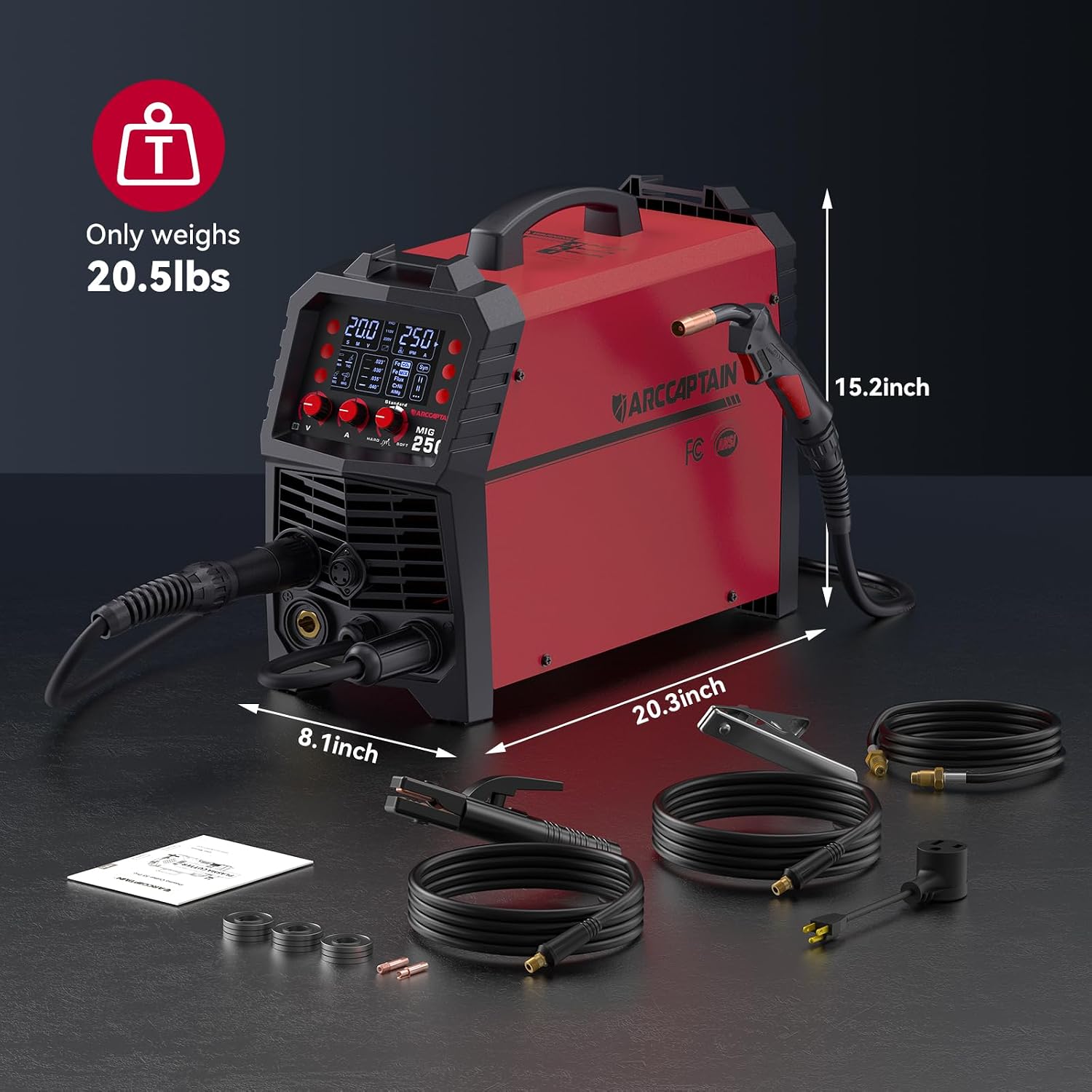 ARCCAPTAIN MIG250 Welder Dimensions