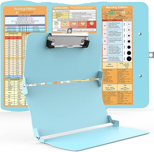 Miniatura 1 de Cooperwin Portapapeles de enfermería triple plegable, 3 capas de aluminio para enfermeras con edición de enfermería, hojas de trucos, tamaño de