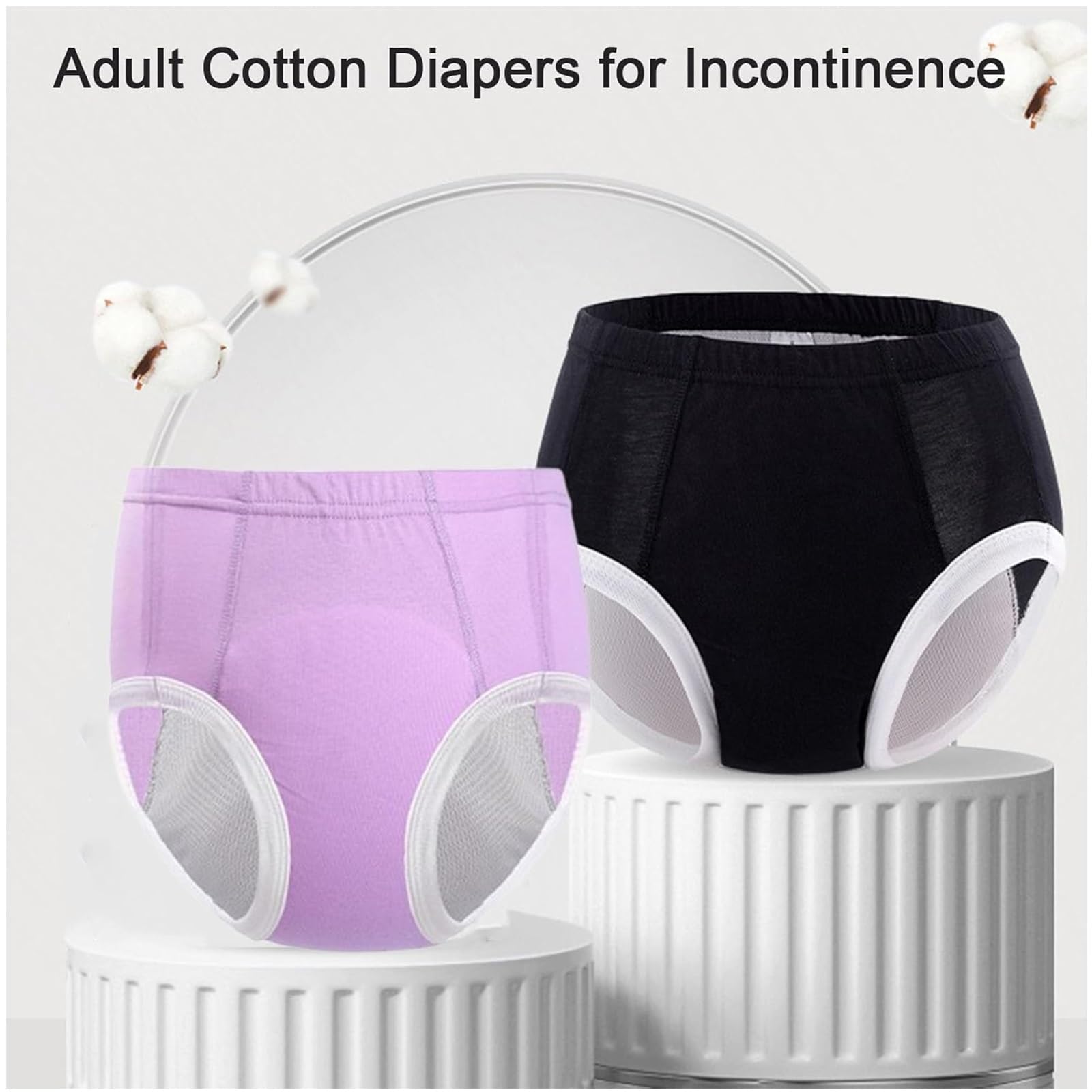 Pañales reutilizables para mujeres — Ropa interior especializada para la incontinencia — Bragas lavables para la incontinencia nocturna(Gray,X-Large)