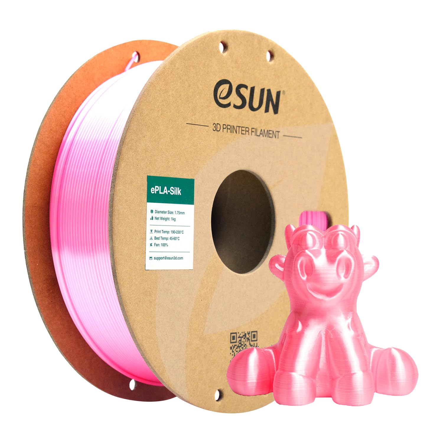 eSUN Filamento PLA Seta 1.75mm, Filamento PLA per Stampante 3D Lucido Serico, Precisione Dimensionale +/- 0.05mm, Bobina da 1KG (2.2 LBS) Filamento per Stampa 3D per Stampanti 3D, Seta Rosa