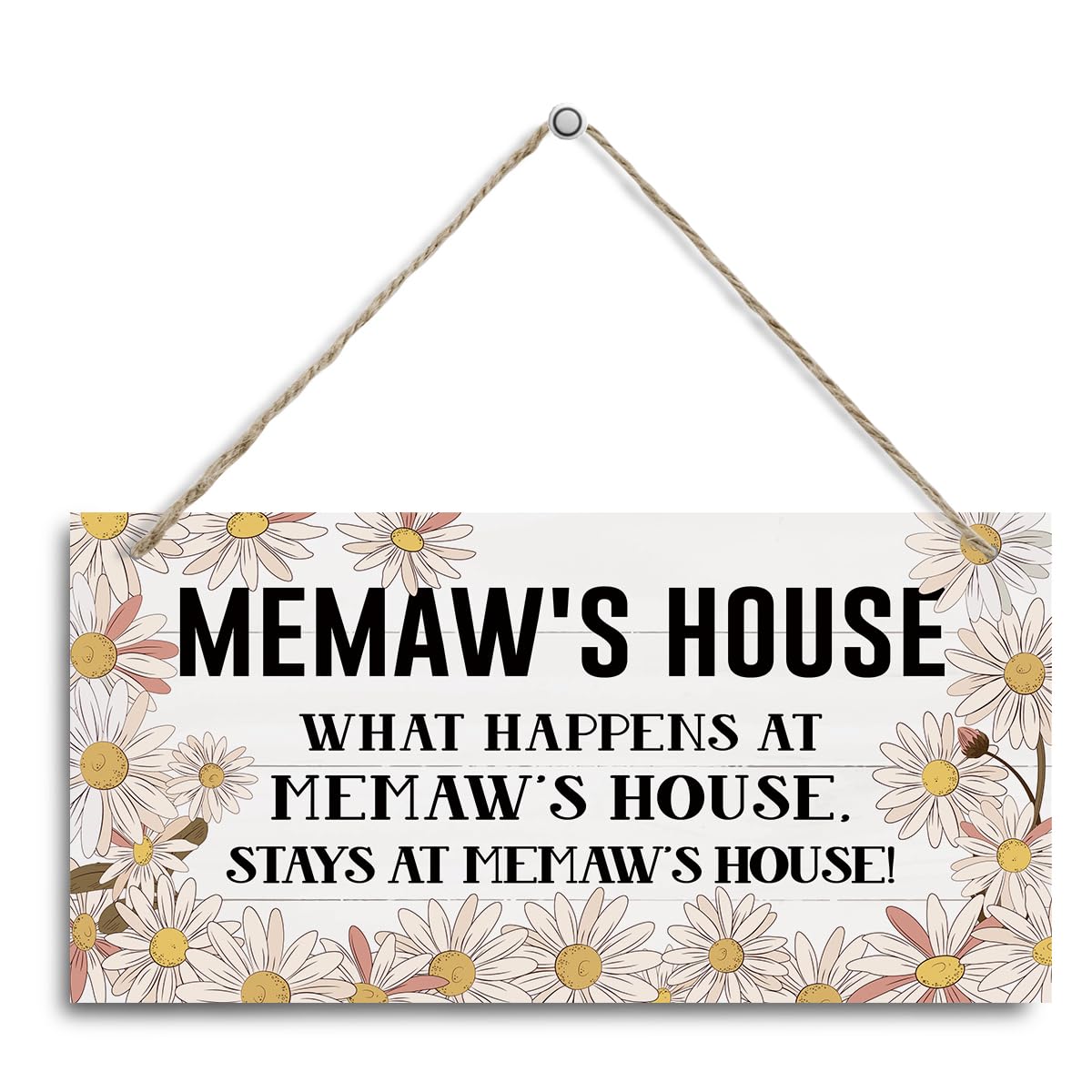Memaw’s House Sign, Memaw Home Decor Gift, Farmhouse Hanging Wall Plaque, Decorative Wood Wall Art for Living Room Entryway, Memaw Home Decor Gift