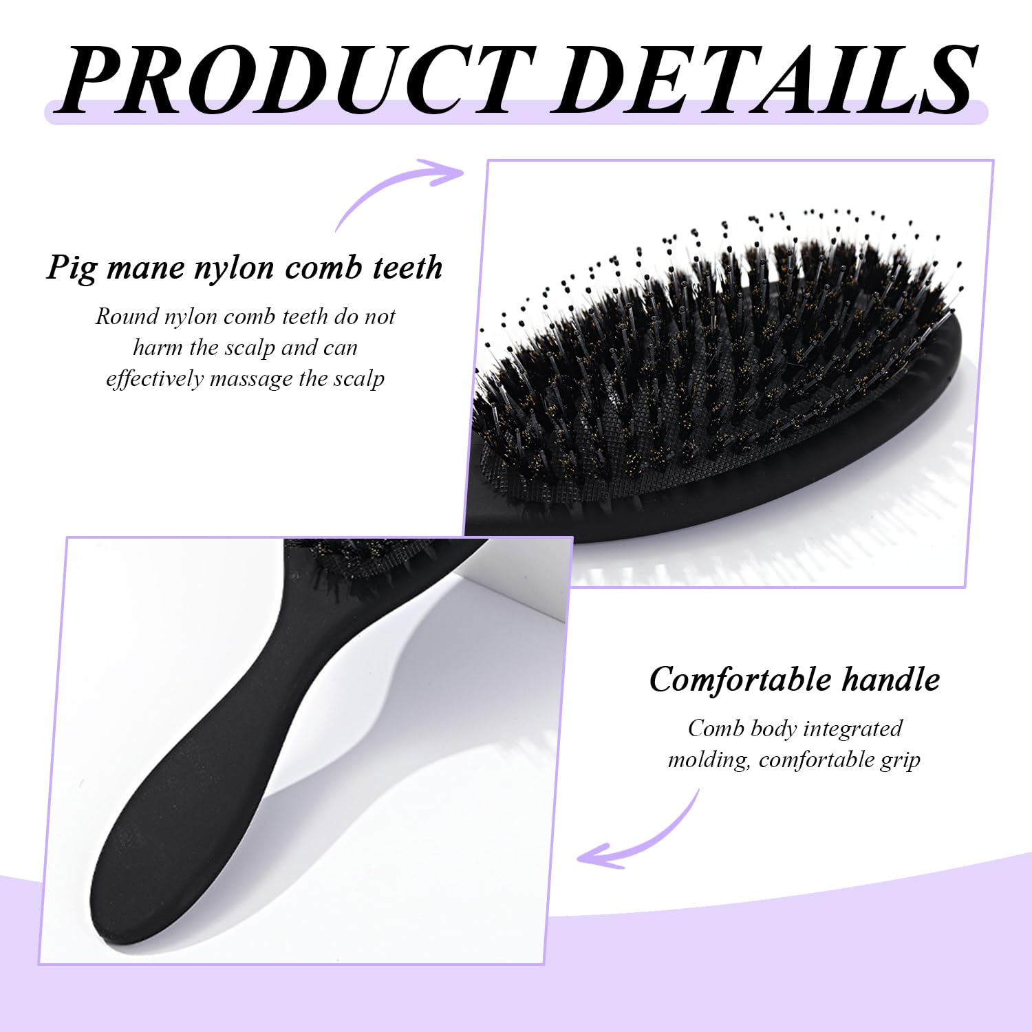 2 Pieces Air Cushion Comb, Scalp Massage Comb, Hair Comb, Hair Styling Tools, Hair Combing Tools, Black - Image 3