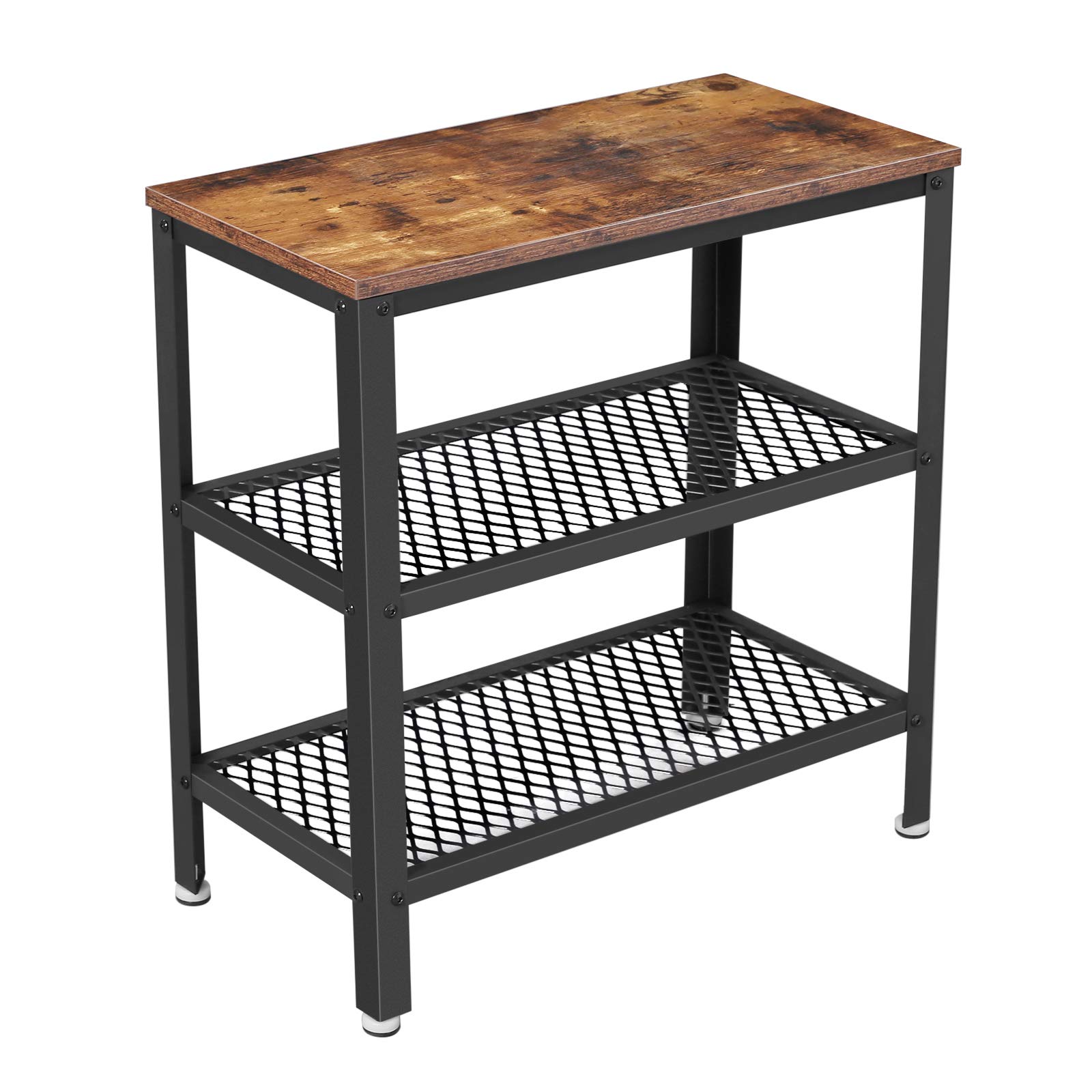 VASAGLE Beistelltisch | Konsolentisch – 3-Ebenen Tisch mit rustikalem Braun (60 x 30 x 60 cm)