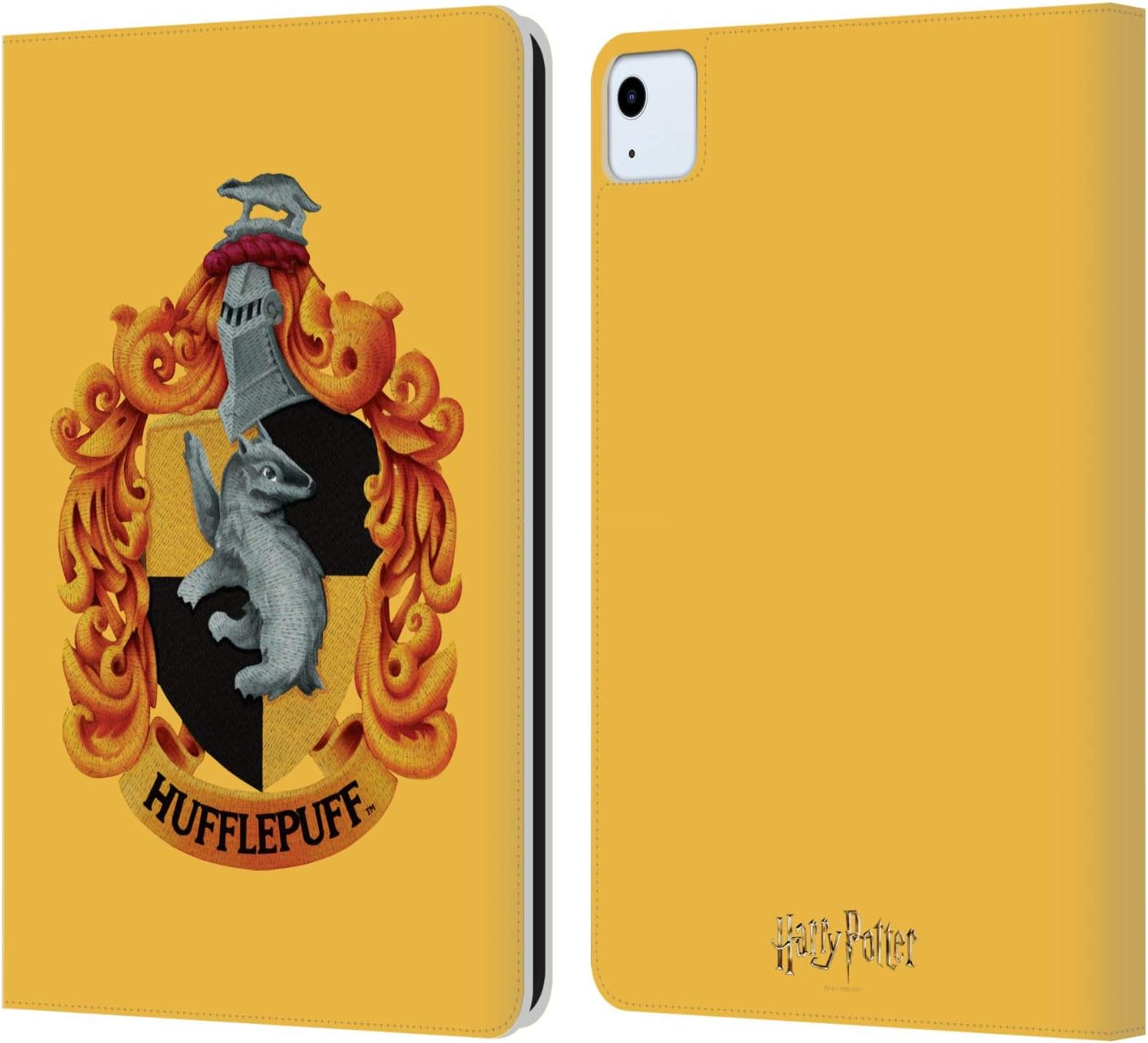 Head Case Designs Officially Licensed Harry Potter Hufflepuff Crest Chamber of Secrets I Leather Wallet Case Compatible with Apple iPad Air 11 2020/2022/2024/2025