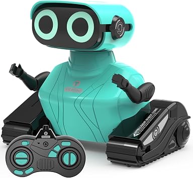 GILOBABY Remote Control Robot Toy for Kids 3-5 Years, Flashing LED Eyes, Dancing and Flexible Moves, Auto Demo Mode, Gift for Boys Blue