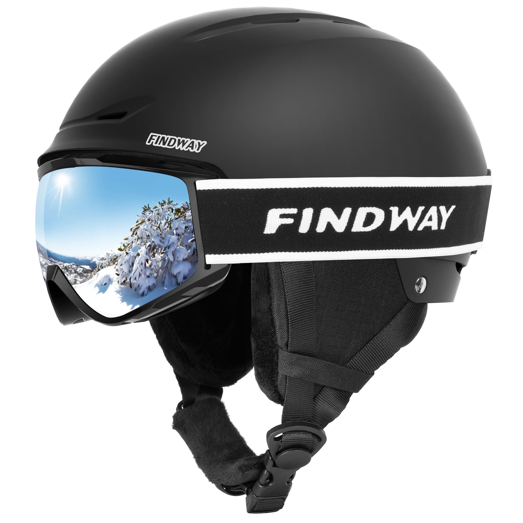 Findway Kit Casco Sci con Maschera Sci, Casco Snowboard con Occhiali Sci per Uomini Donne e Giovani UV400 Proteczione Set di Casco per Sport Invernali