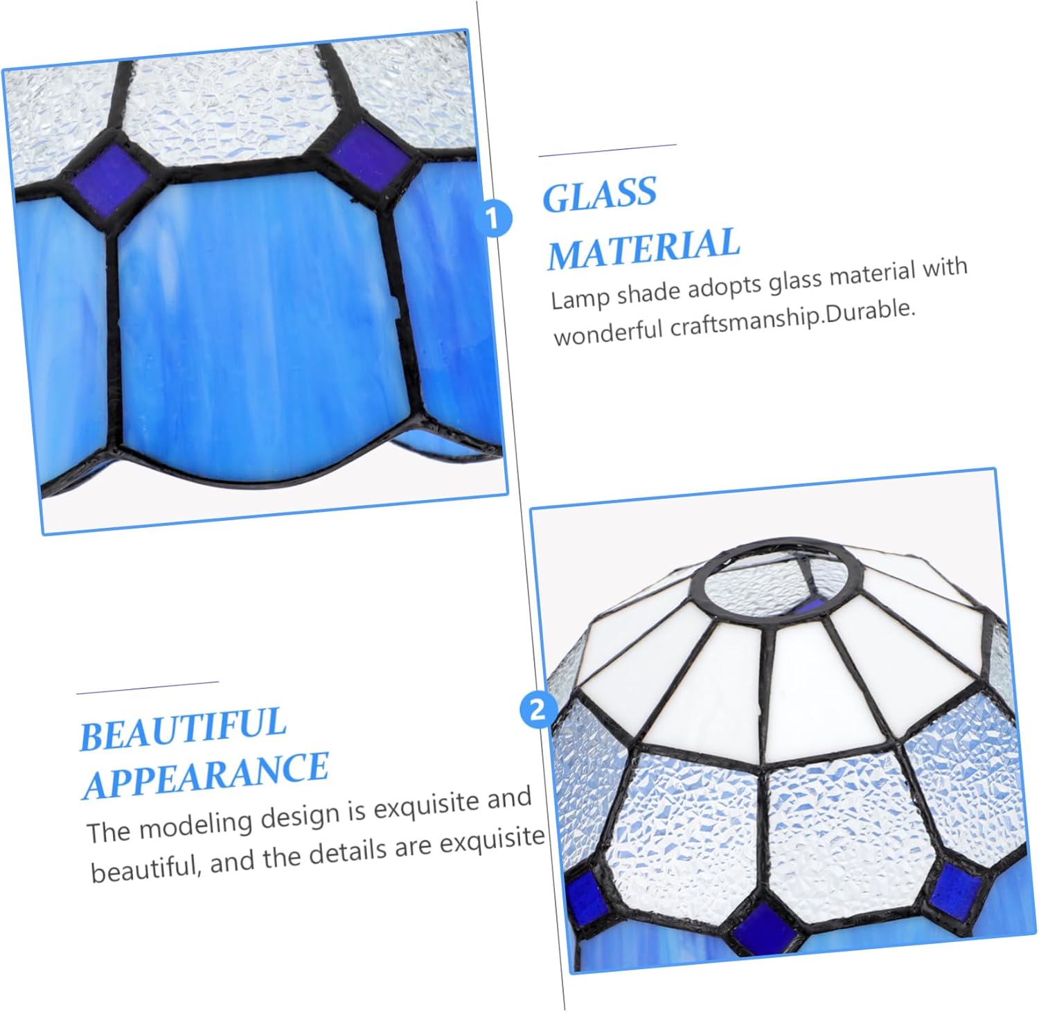 Gadpiparty Chic Artistic Glass Pendant Lampshade Creative Indoor Hanging Light for Home Decoration Elegant Blue Diamond Design Compatible with Bulb Warm Mood Lighting