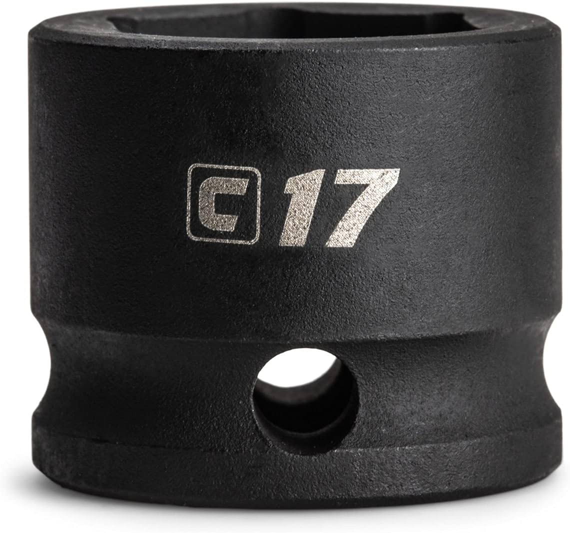 Capri Tools 17 mm Stubby Impact Socket, 3/8 in. Drive, 6 Point, Metric