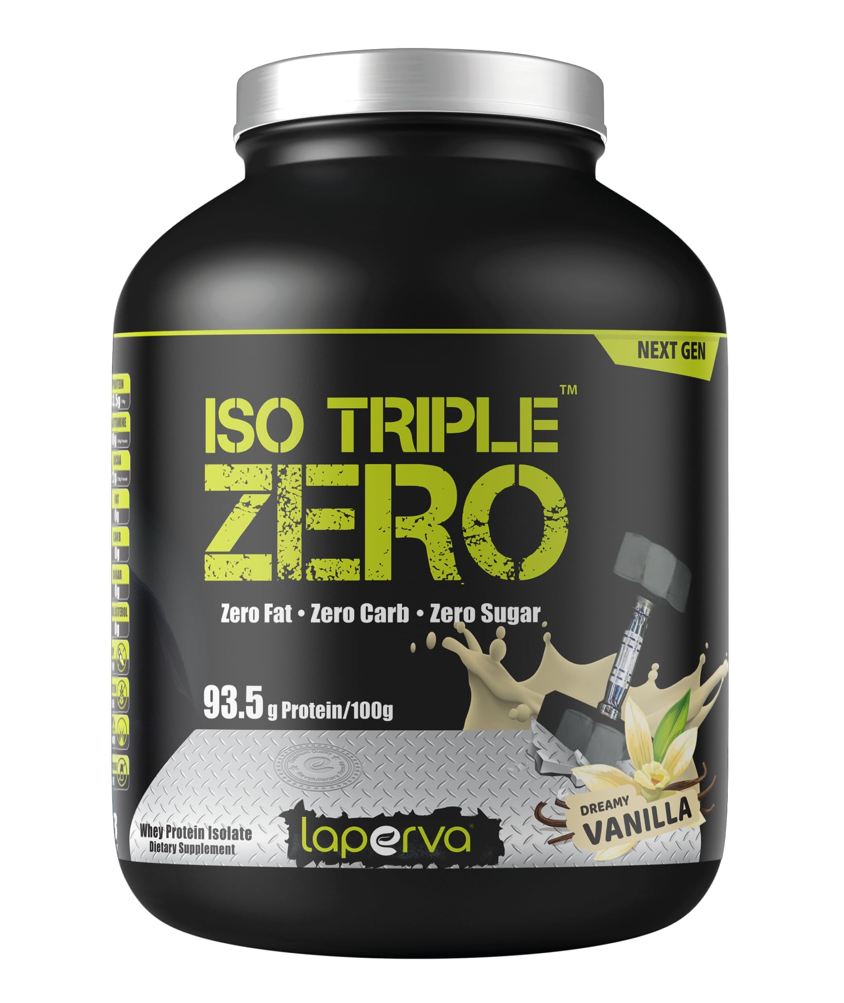 Laperva Isolated Whey Protein Powder - ISO TRIPLE ZERO - 28g Protein in 30g Serv– Zero Fat, Carbs & Sugar – Protein Supplements & Muscle Gainer (Dreamy Vanilla, 4 LB) Dreamy Vanilla 4 LB