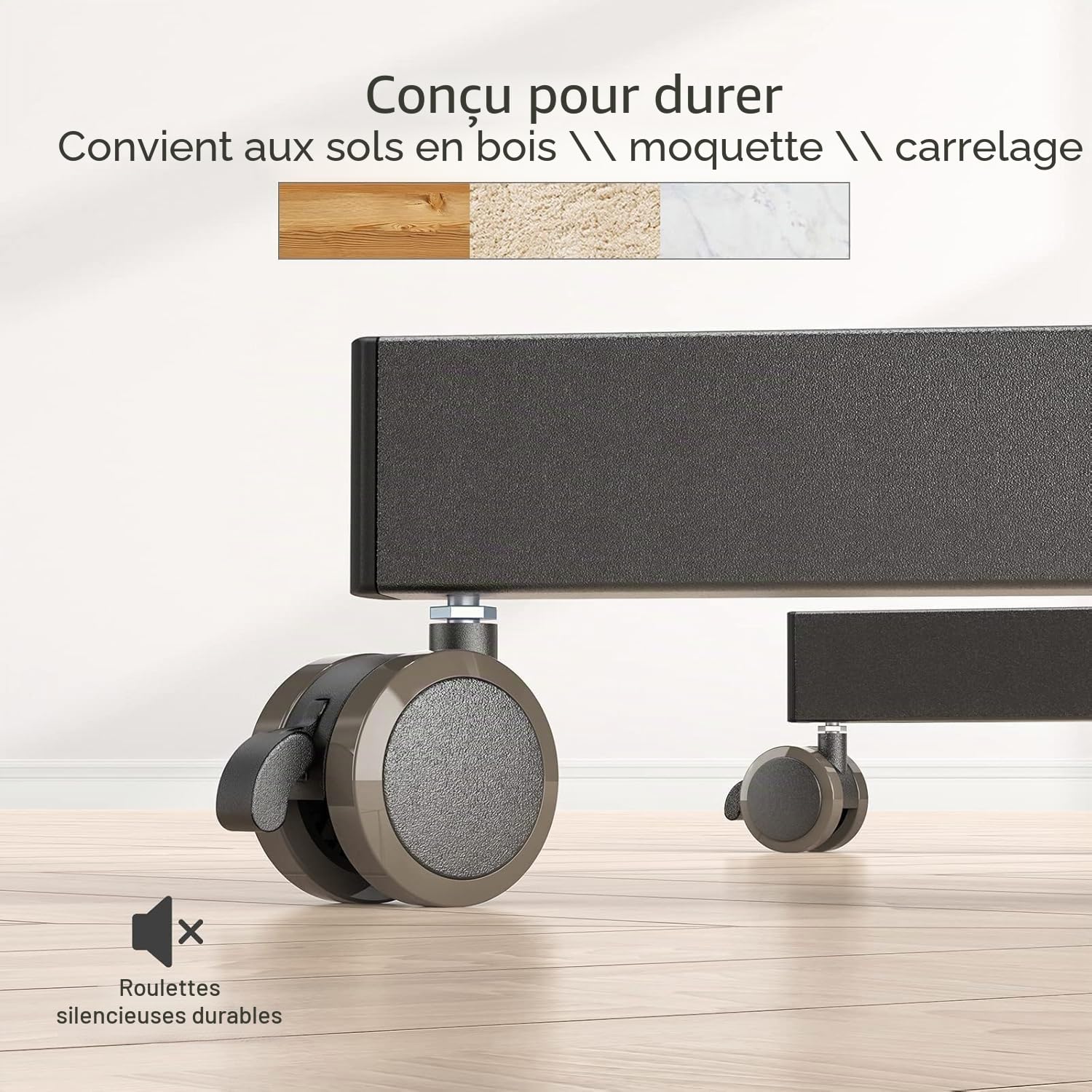 Perlegear Support TV roulettes Support TV Pied sur roulettes Mobile Meuble TV Chariot pour Television de 13-43 Pouces-LCD/LED/Incurvés,Support TV Pied sur roulettes Supporte 20 kg, Max VESA 200x200mm