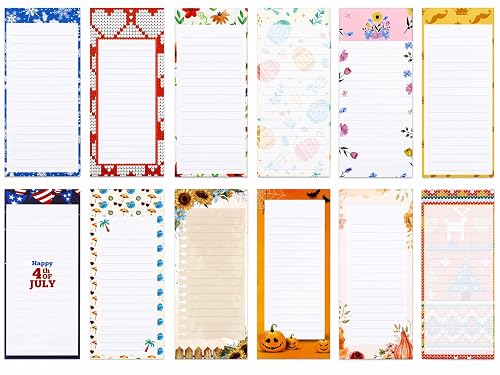 Creative Hobbies 12-Pack Monthly Magnetic Notepads - Vibrant Seasonal Designs