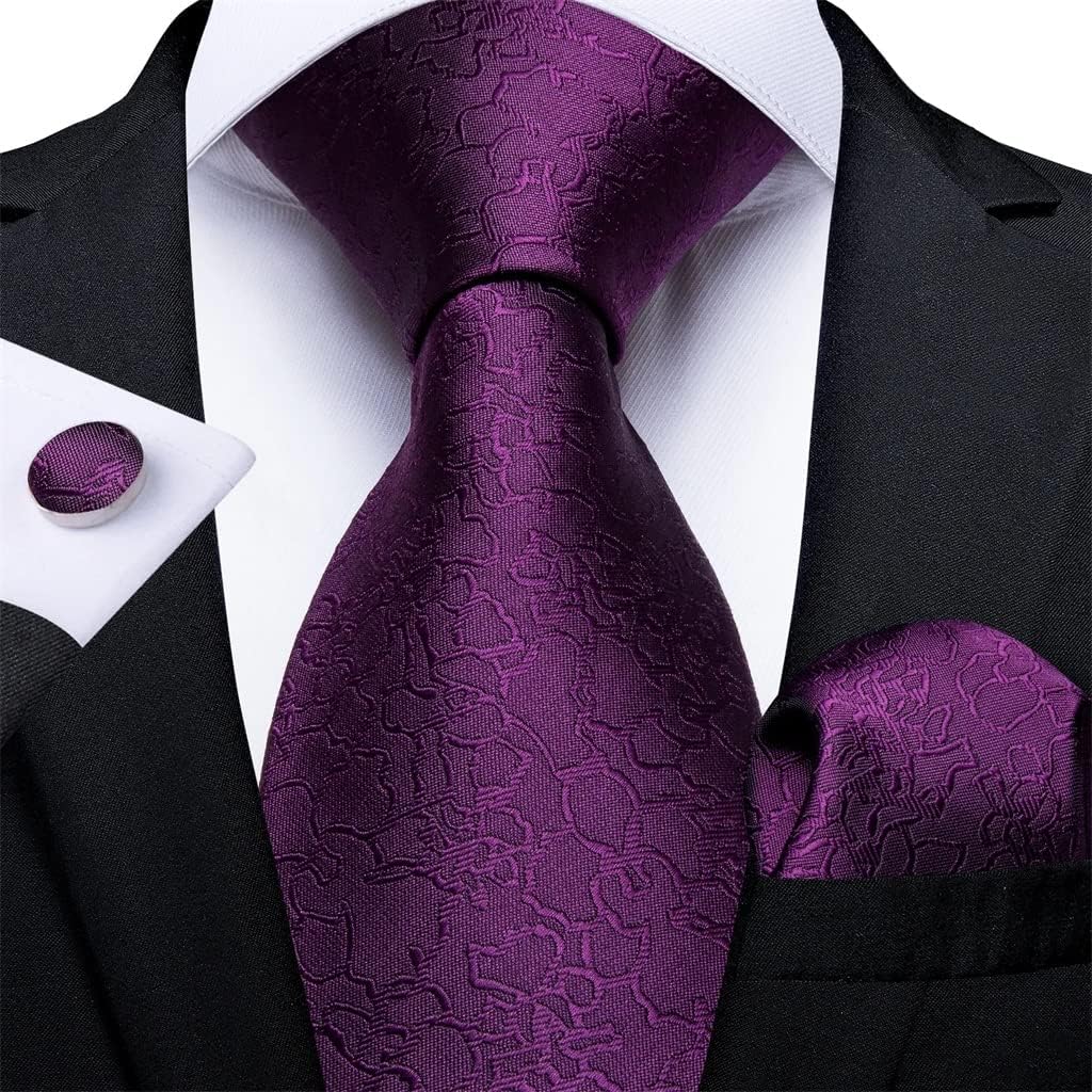 Men Tie Solid Wedding for Hanky Cufflinks Set Suit Business Party