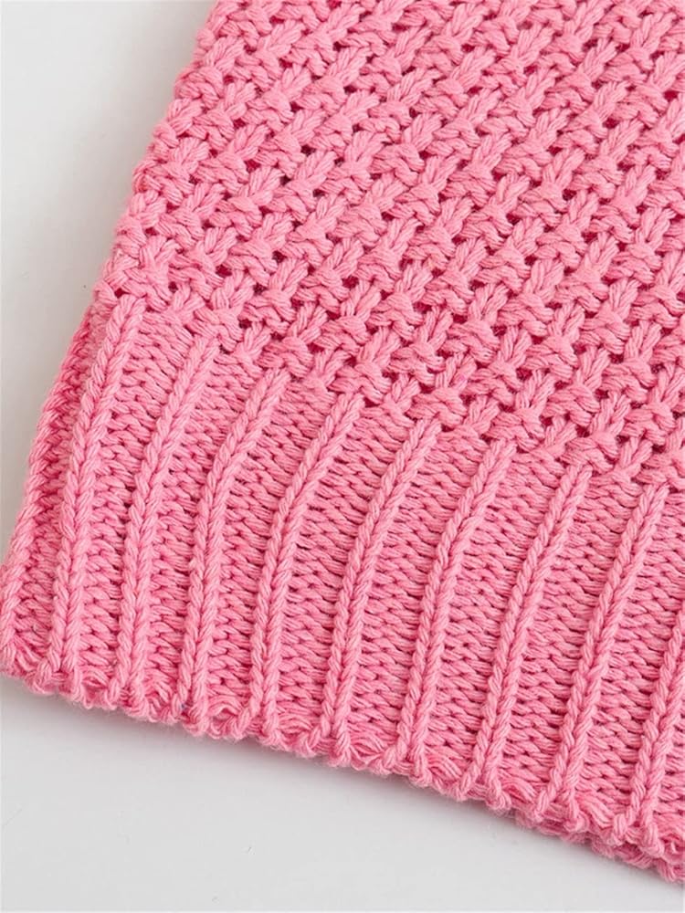 Amazon.com: Fulbant Women Oversized Pink Knitted Vest