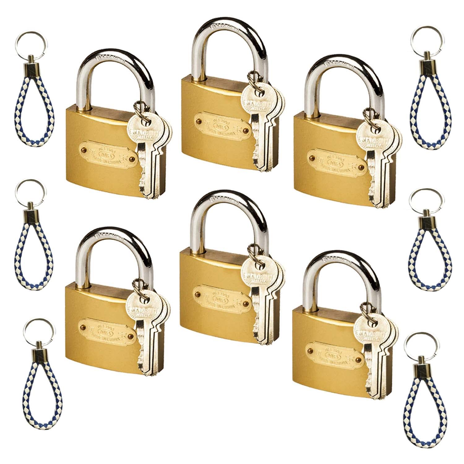 SAI Balaji 63 MM Rectangular Gold Color Short Shackle Locks_ Pack of 6_Metal Body_3 Keys and 1 Key Chain with Each Lock_Locks for Doors_Gates_Shelves_Luggage Bags BG 15-image-15