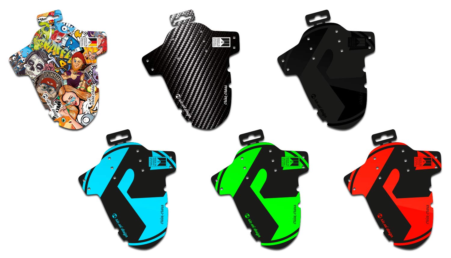 Riesel Design - Front Bike Fender for Face and Suspension Fork Protection - Secure Fit, for Cyclocross and Gravel Bikes, Wheel Sizes Upto 28" - Criss:Cross