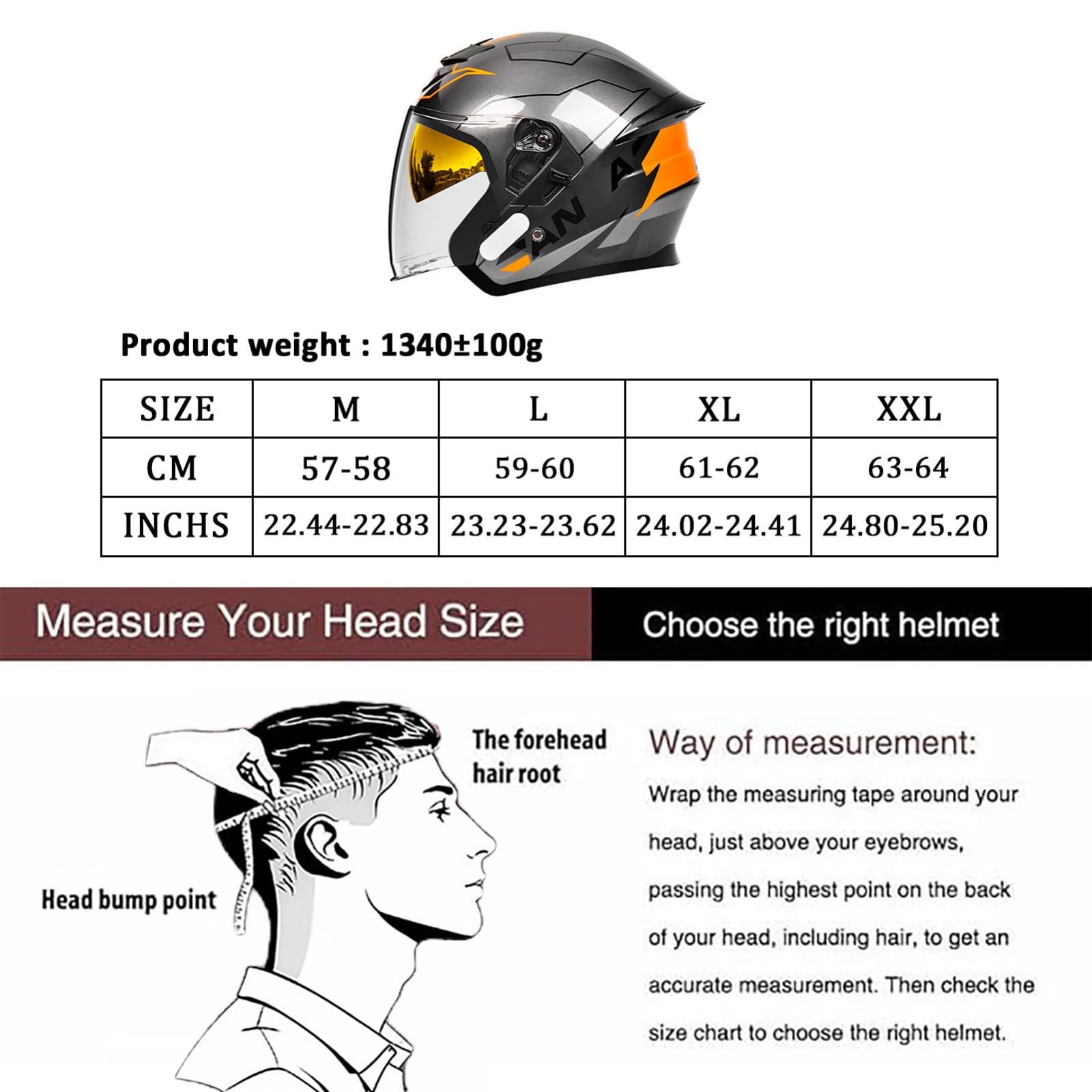 Casque Jet Moto Demi-Jet Avec Visière Solaire Homologué ECE 22.06, Casque Scooter Tendance Pour Hommes Et Femmes D,XXL/(63~64cm)