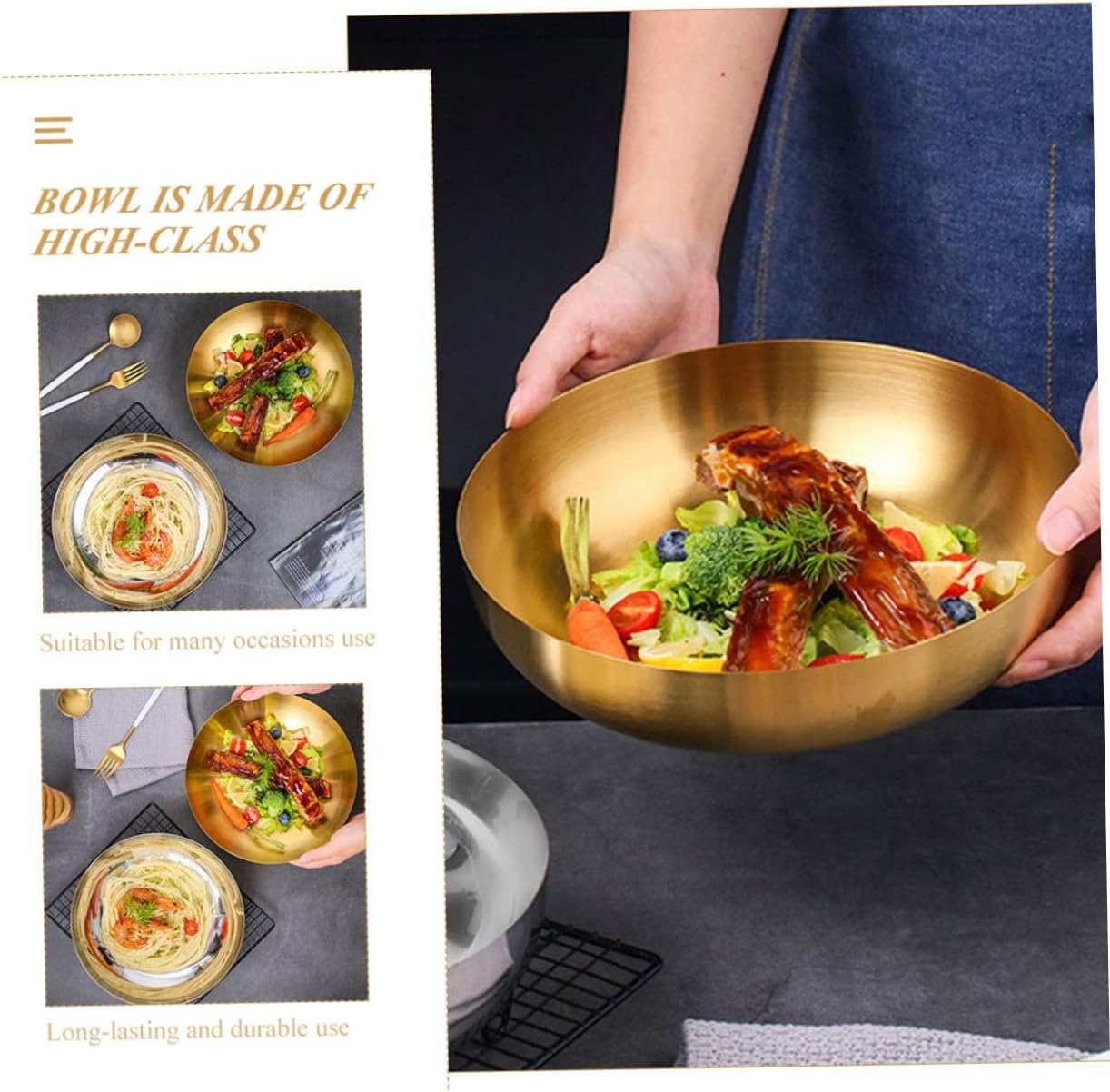 Mixing Bowl Sturdy Reusable Fruit Bowl for Cereal Salads Rice Noodles Elegant Kitchen Accessory Thick Sanded Finish