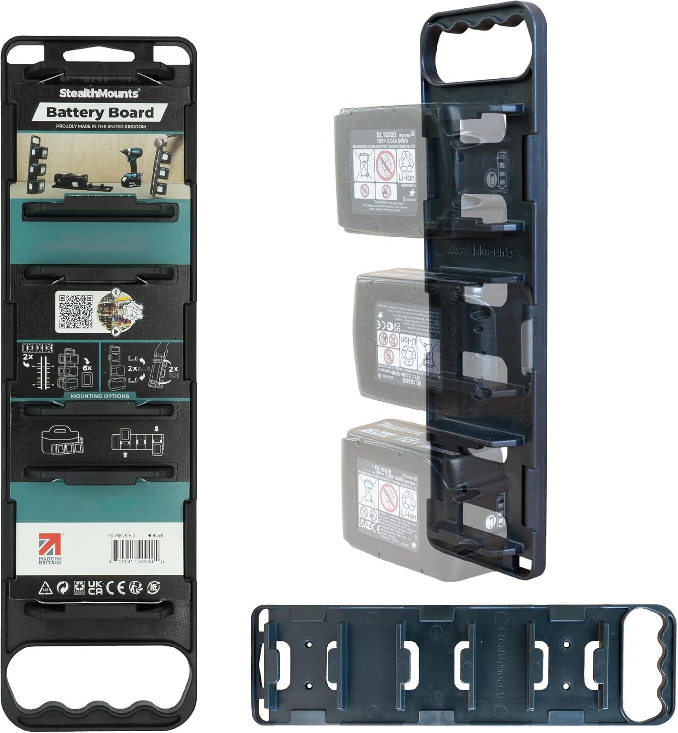 StealthMounts Battery Holder Compatible with Makita 18V LXT Batteries Battery Board w/Handle | Made in The UK
