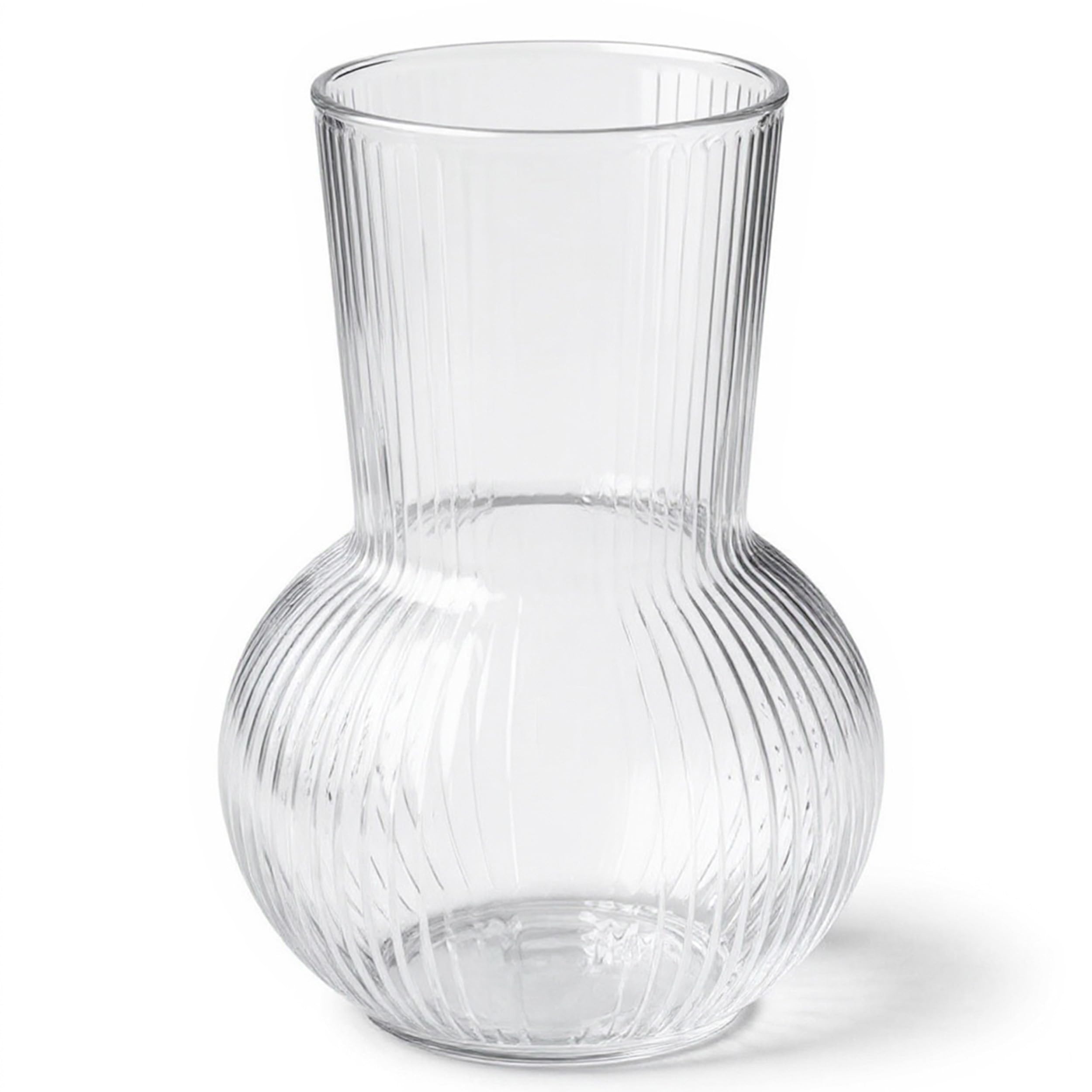 Vase Ribbed Glass Vases 17 cm 6.6 Inch Flowers Ledoir, Vases for Flowers Roses, Bud Daffodils Peony Tulip flower vase Living Room Wedding Modern