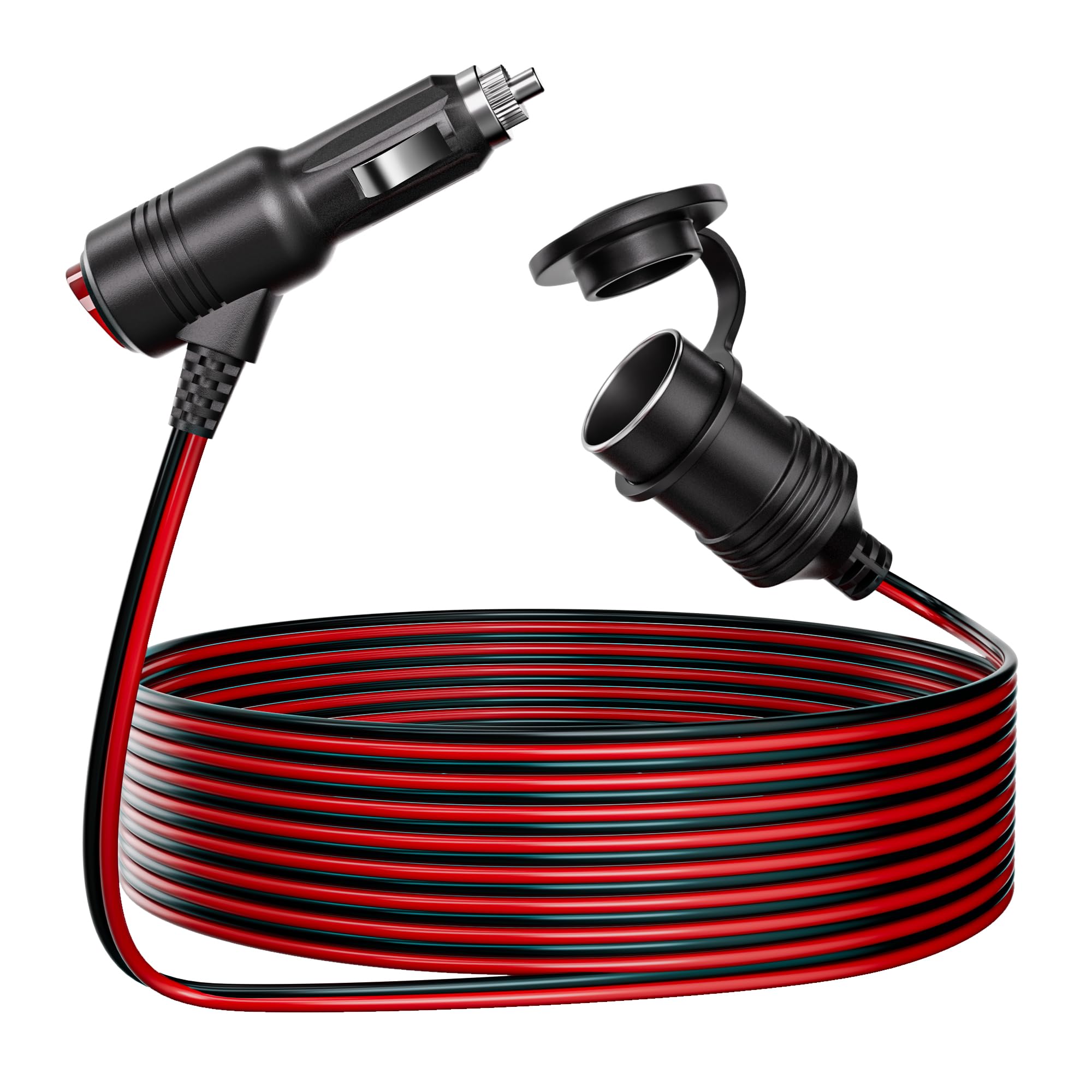12V Zigarettenanzünder Verlängerungskabel mit Schalter – Kfz Adapter Stecker auf Buchse – Zigarettenanzünder Verlängerung für Auto, Wohnmobil, Boot & Camping – robuste 12V Verlängerung