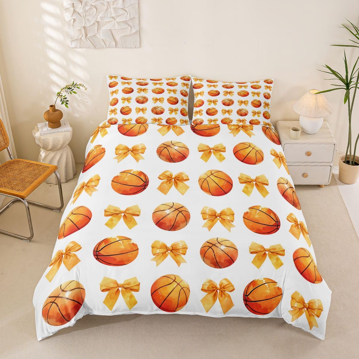 Housse de couette 220x240cm basketball parure de lit microfibre