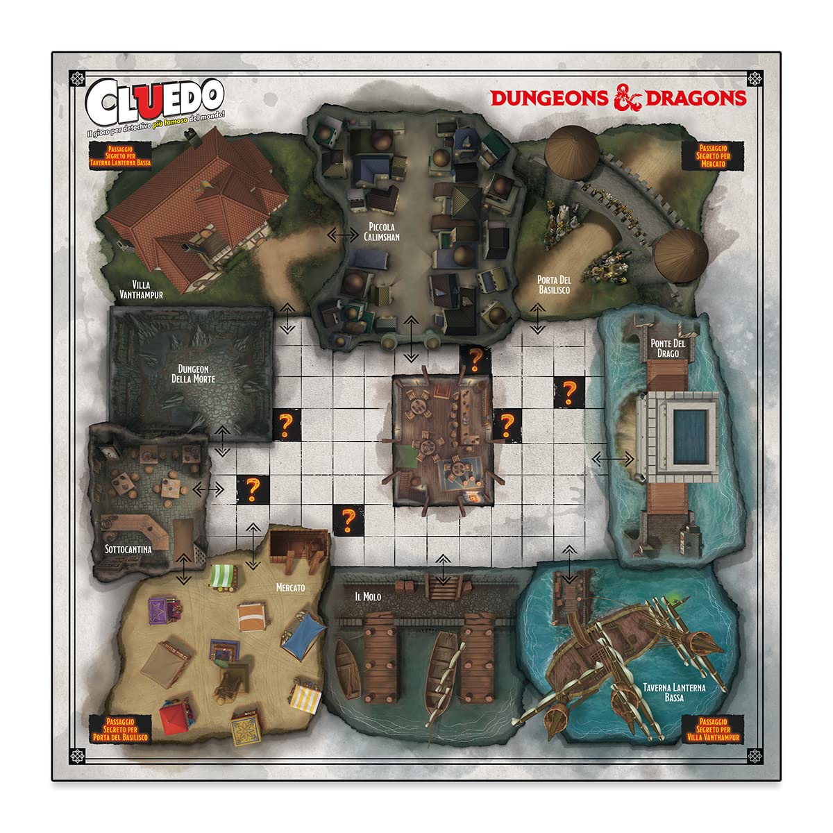 Winning Moves Cluedo Gioco da Tavolo Italiano Dungeon and Dragons - Giochi da Tavolo Adulti e Bambini, per 2 a 6 Giocatori, Giochi da Tavolo Bambini 12 Anni