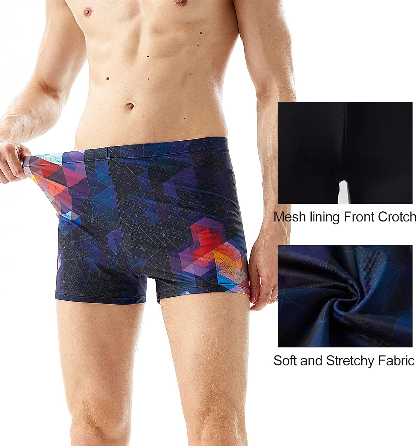 Angel season Swim Jammers for Men Square Leg Quick Dry Swimsuit Athletic Training Durable - Image 4