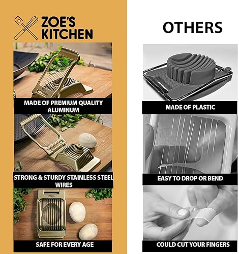 Miniatura 5 de Zoe's Kitchen Good Grip - Cortador de huevos duros para huevos duros, cortador de huevos de aluminio grande profesional de alta resistencia con