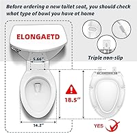 Vista 4 de Asiento de inodoro alargado elevado para personas mayores, Cierre Lento, Asiento de inodoro elevado, Resistencia Pesada, Nunca se afloja, Asiento