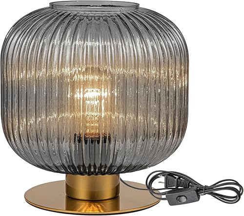 Miniatura 13 de Lámpara pequeña de mesita de noche, lámpara de mesa de cristal de leche, lámpara vintage dorada para mesita de noche, lámparas modernas de mediados