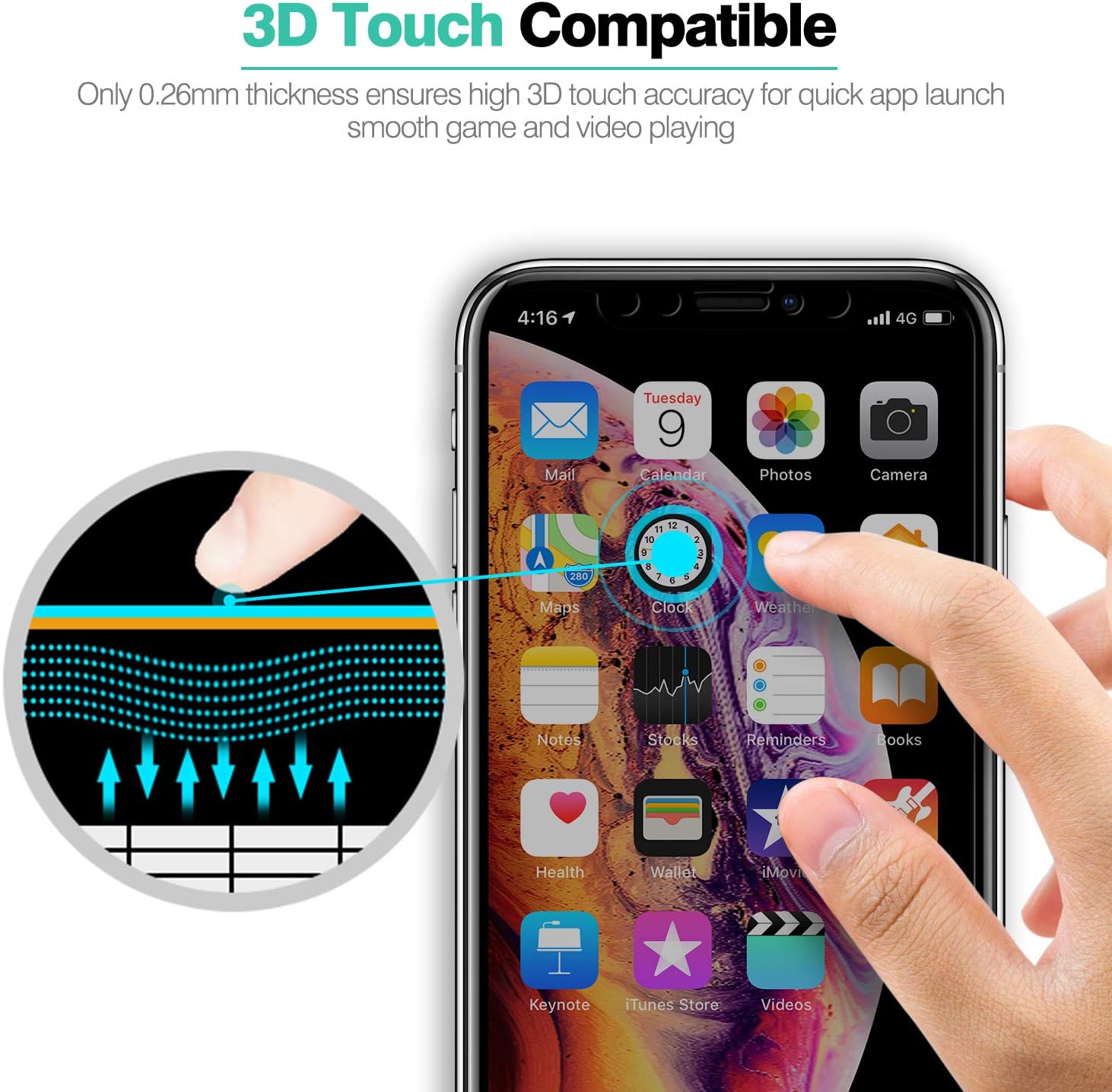 Privacy Screen Protector for iPhone Xs Max/iPhone 11 Pro Max - ICHECKEY 4D Curved Anti-Spy Anti-Peeping Tempered Glass Screen for iPhone Xs Max/11 Pro Max, 6.5 Inch – Black