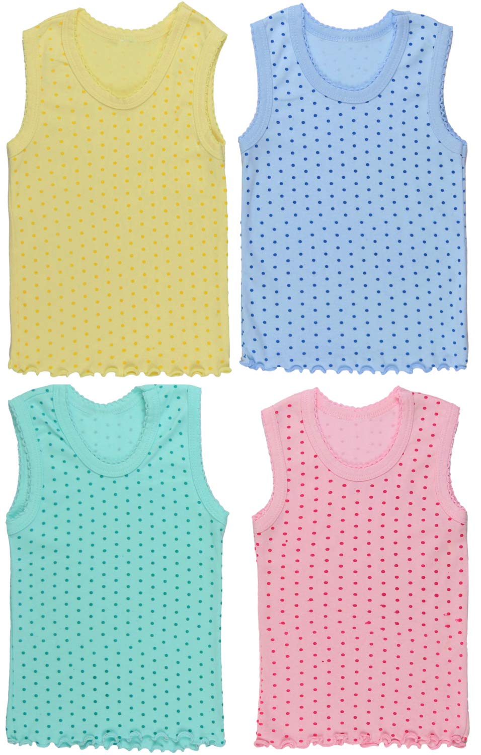 ToBeInStyle paquete de 4 camisetas sin mangas de algodón con volantes para niña - Amarillo - 4 años