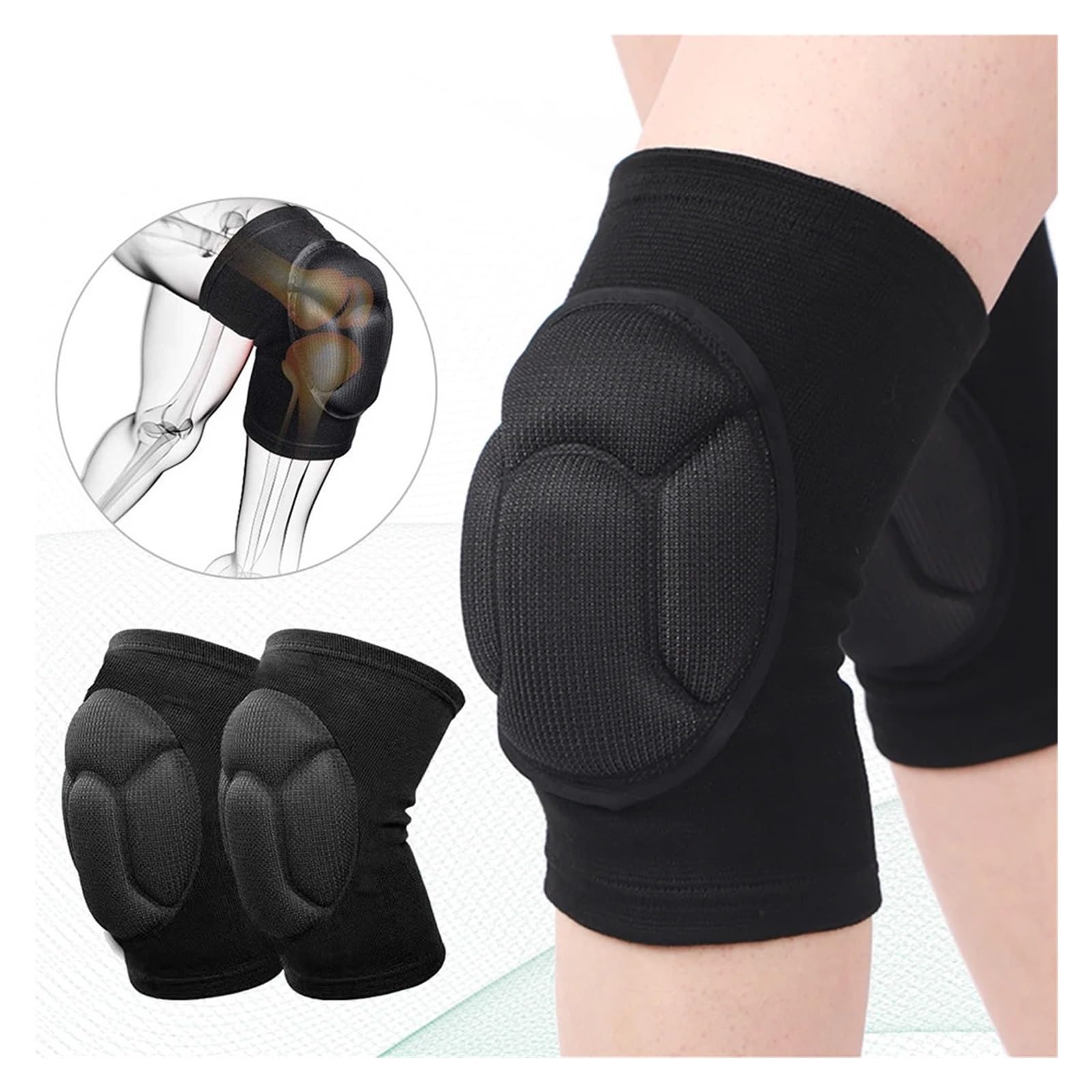 MRKU Genouillères de Sport antidérapantes, 1 Paire, Protection épaisse et élastique, idéales pour Le Fitness, Le Basketball et Le Volleyball (Unisexe).