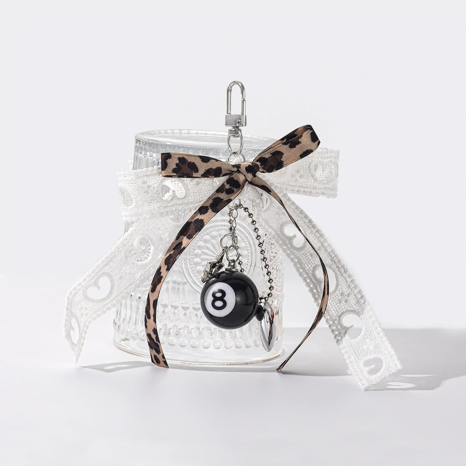 Angyape Cute Leopard Bow Keychain Y2K Magic 8 Ball Keychain for Women Bag Purse Charms for Handbags Star Heart Accessories - Image 7