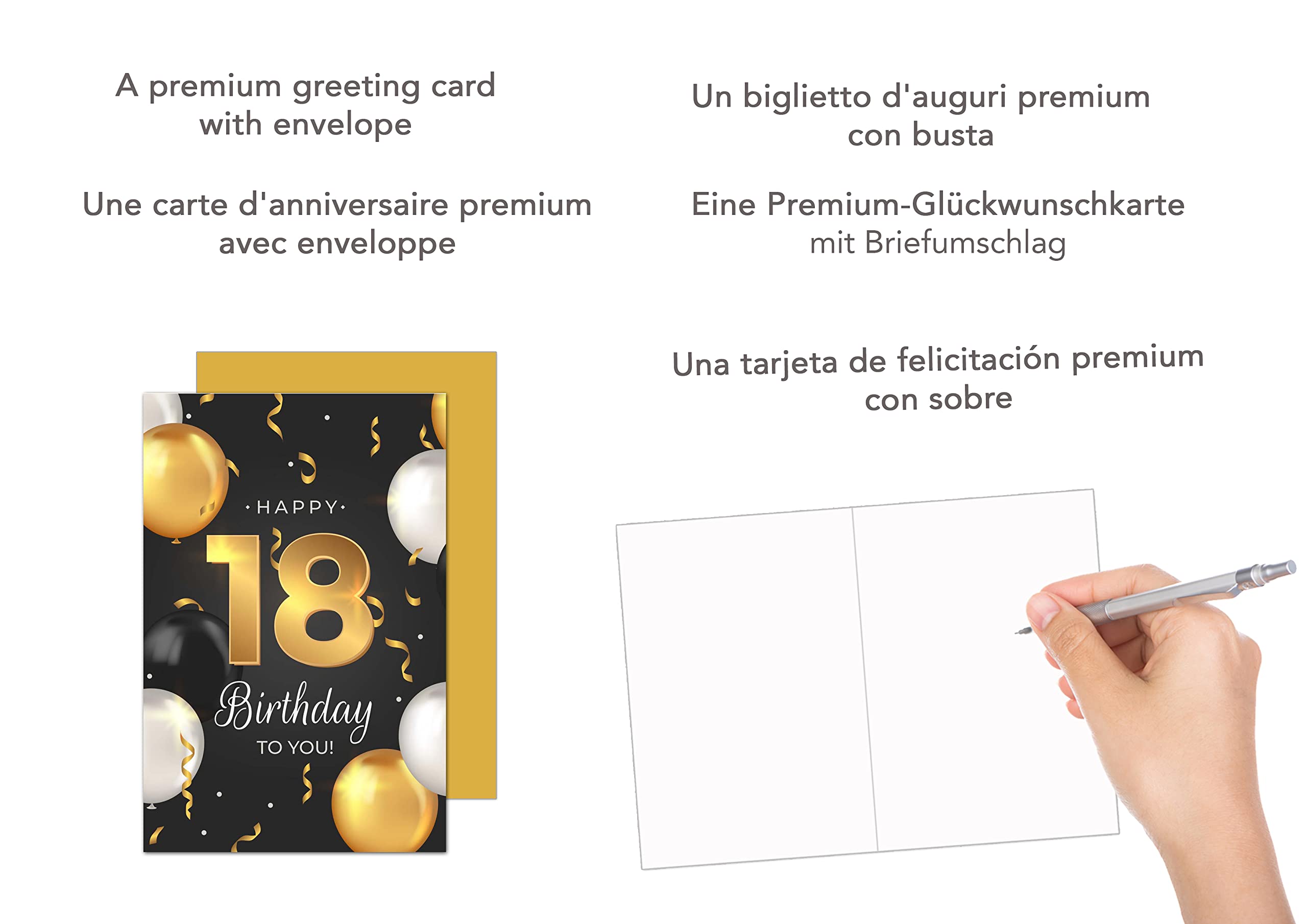 Biglietto Auguri 18° Compleanno Hunts England Per Ragazza – Formato Quadrato 148mm Con Busta Marrone – Scritta Happy Birthday