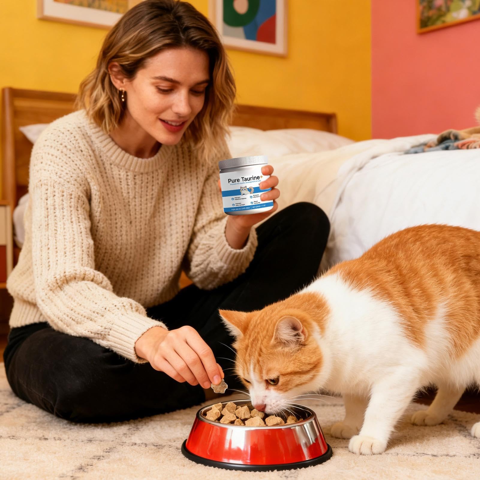 Genérico Taurina para Gatos, 2 Frasco 400g Lisina para Gatos, Apoyo Cardiovascular, Polvo de taurina 100% Puro, contra Moquillo Felino, Vías Respiratorias, Alivias Alergias y Estornudos