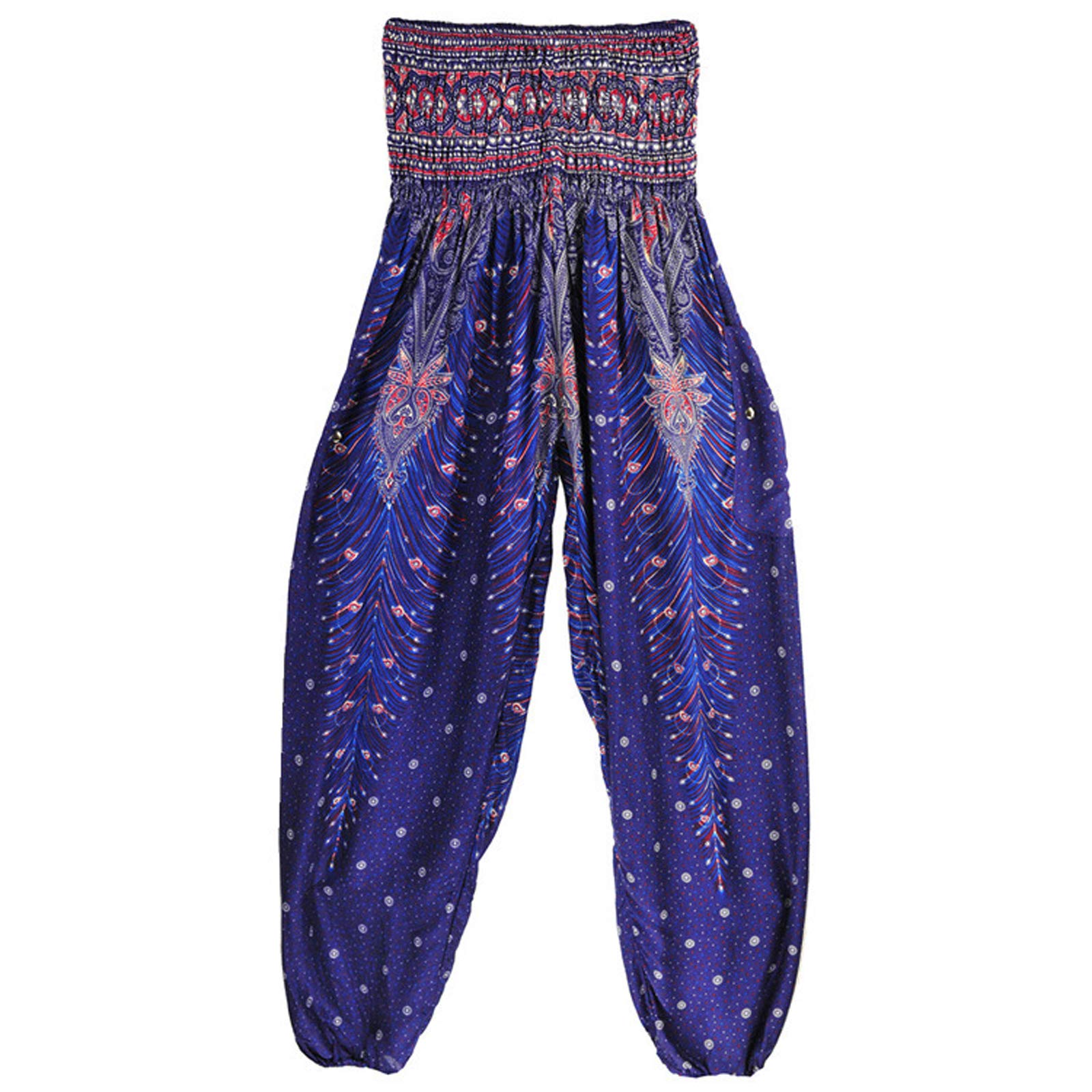 Sarouel Femme Pantalon Harem Hippie Pantalon Jogger Poche Baggy Taille Haute Gym Sports Lounge Pantalon pour Yoga Summer Plage 005-Taille Unique