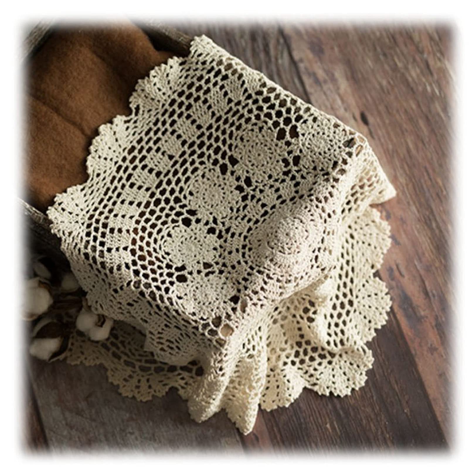 Honra Orraphtstu Baby Photoshoots Props Blanket Newborn Photography Crochet Rug Photo Posing Layer Vintage (Cream BM)