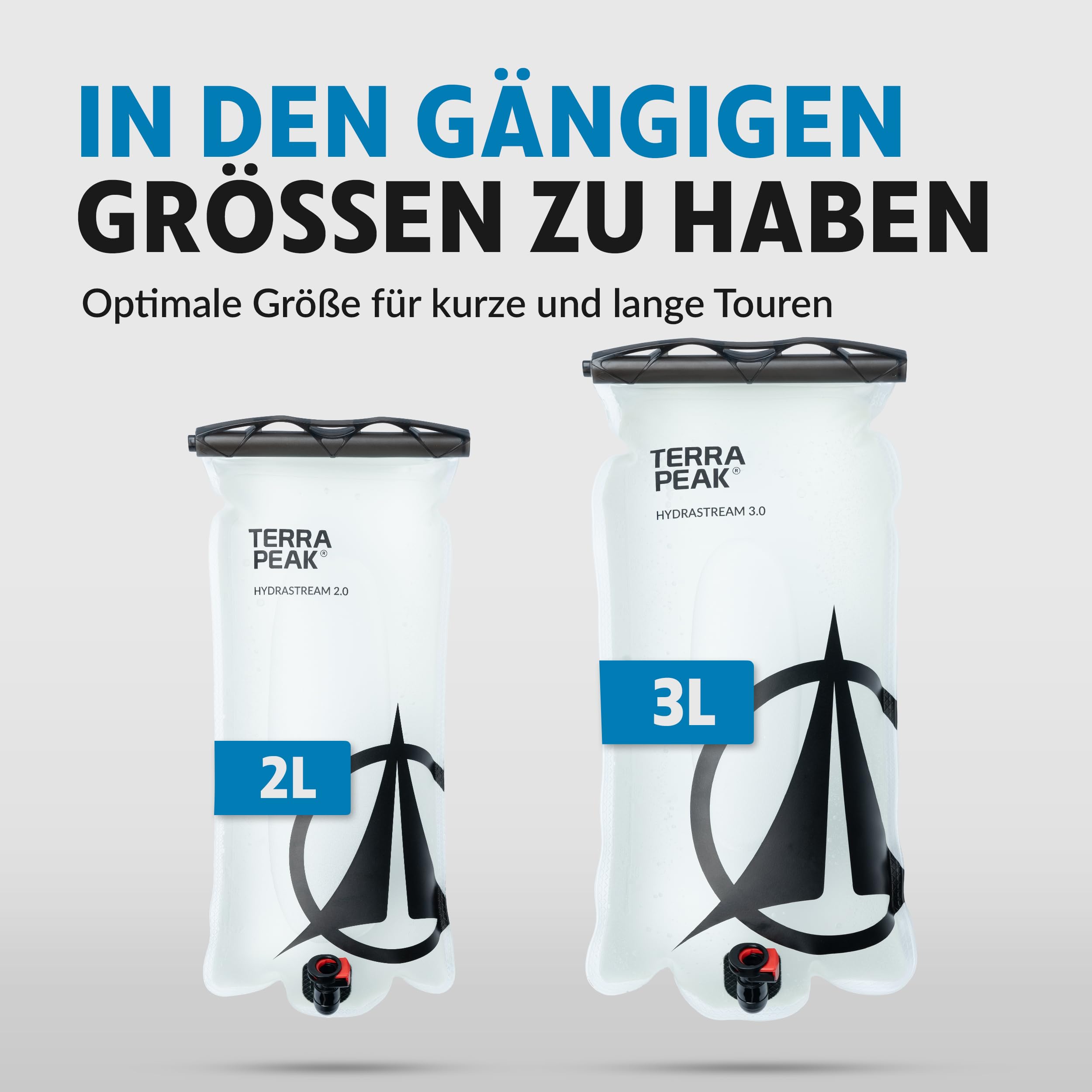 Terra Peak Bolla d'acqua da 2 l e 3 l con tubo, sacchetto leggero, sistema di idratazione per zaino, bolla d'acqua senza BPA, idrata per escursioni, universale, accessorio per zaino da escursionismo