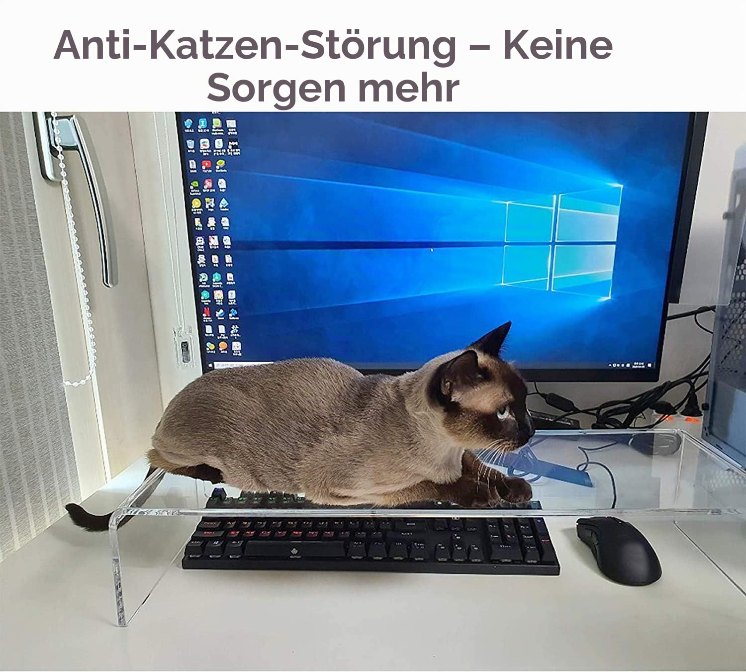 Anti-Katze Klare Acryl-Tastaturabdeckung - Verhindern Sie Katzenberührungen, Tastaturschutz, Monitorständer Und Bildschirmständer